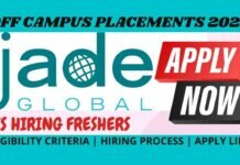 Jade Global Off Campus Placement Drive 2022
